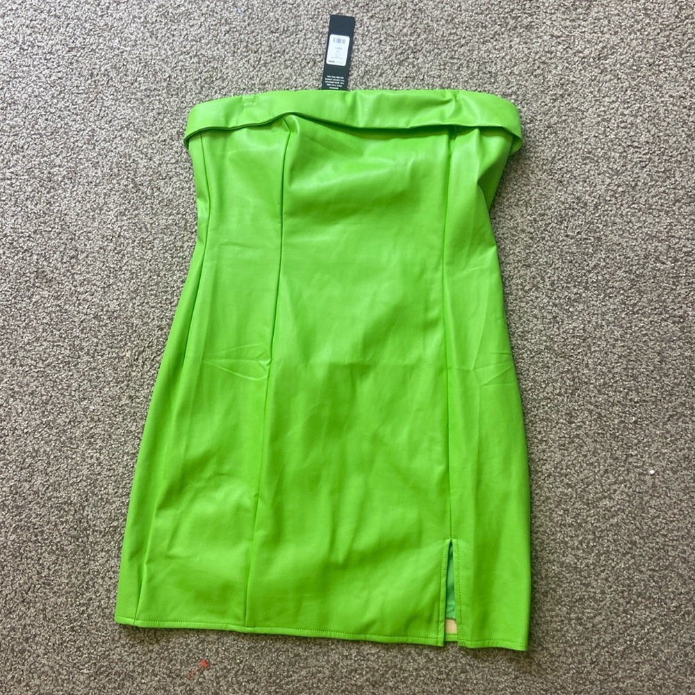 Strapless pleather dress